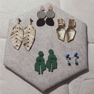 Elegant Gold and Black Earrings Bundle Set